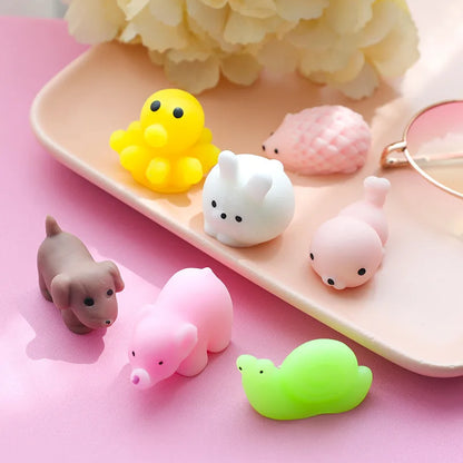 3/5/10/30/50PCS Mochi Squishy Toys – Kawaii Cartoon Stress Relief Squeeze Balls for Kids, Party Favors & Birthday Gifts