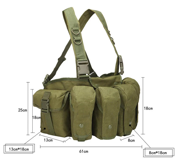 Tactical MOLLE Vest | Quick Release Hunting & CS Training Chest Vest with AK Belly Pockets