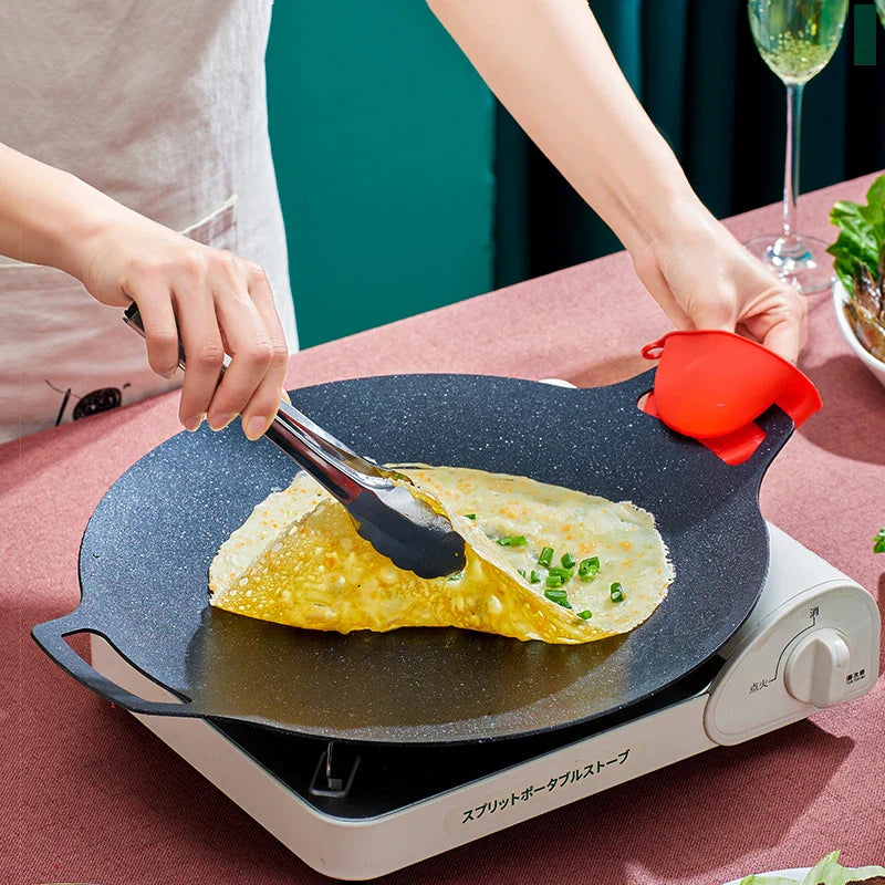GIANXI Korean Round Non-Stick Grill Pan - Outdoor Travel Camping Frying Pan for Barbecue, BBQ Accessories