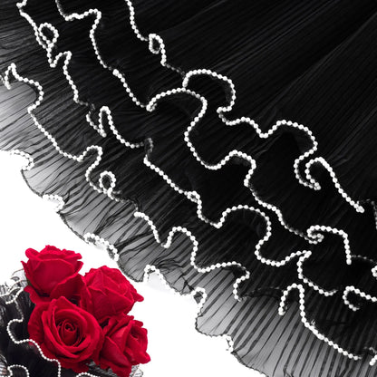 Black Flower Wrapping Paper with Pearl Edges – Florist Style Bouquet Wrap for Wedding & Gift Packaging
