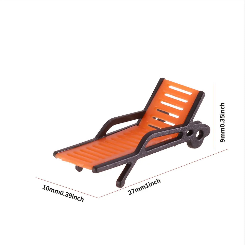5PCS Miniature Park & Beach Lounge Chairs – 1:30–1:150 Scale Diorama Outdoor Garden Deck Chair Models