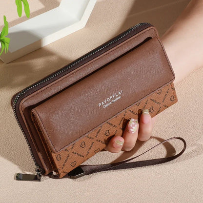 Classic Men’s Faux Leather Wallet – Bifold with Snap Closure, Zipper Card Holder & Photo Slot, Color Block Design