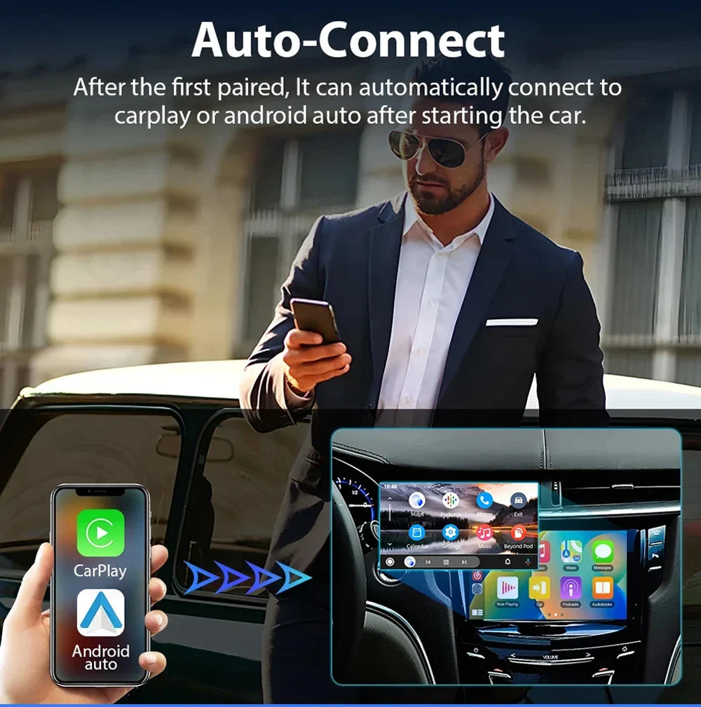 Wireless CarPlay Adapter – 2-in-1 Android Auto Smart Dongle for Volvo, Benz, Cadillac, Jeep, Lexus, Buick, Audi, Mazda, VW, Kia