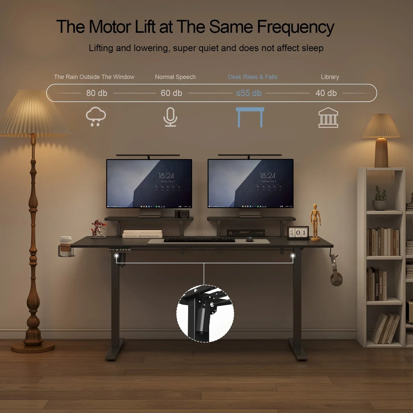 Electric Standing Desk with 2 Adjustable Monitor Shelves – Memory Controller & Height Adjustable Stand Up Desk