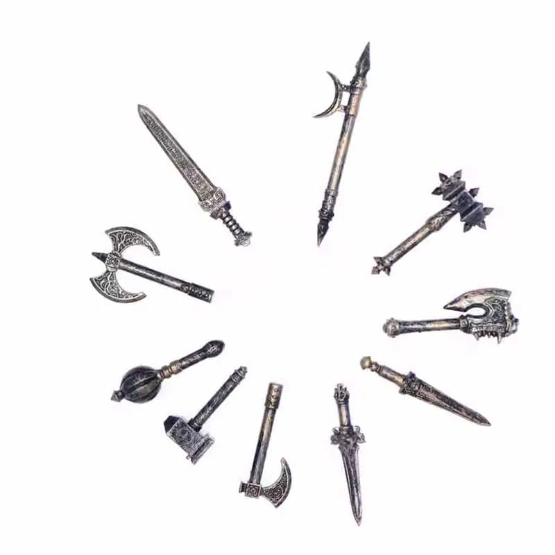 Medieval Figure Weapons Building Blocks Kit – King Sword, Lion Shield, Trident & Double-Edged Axe Battle Toy