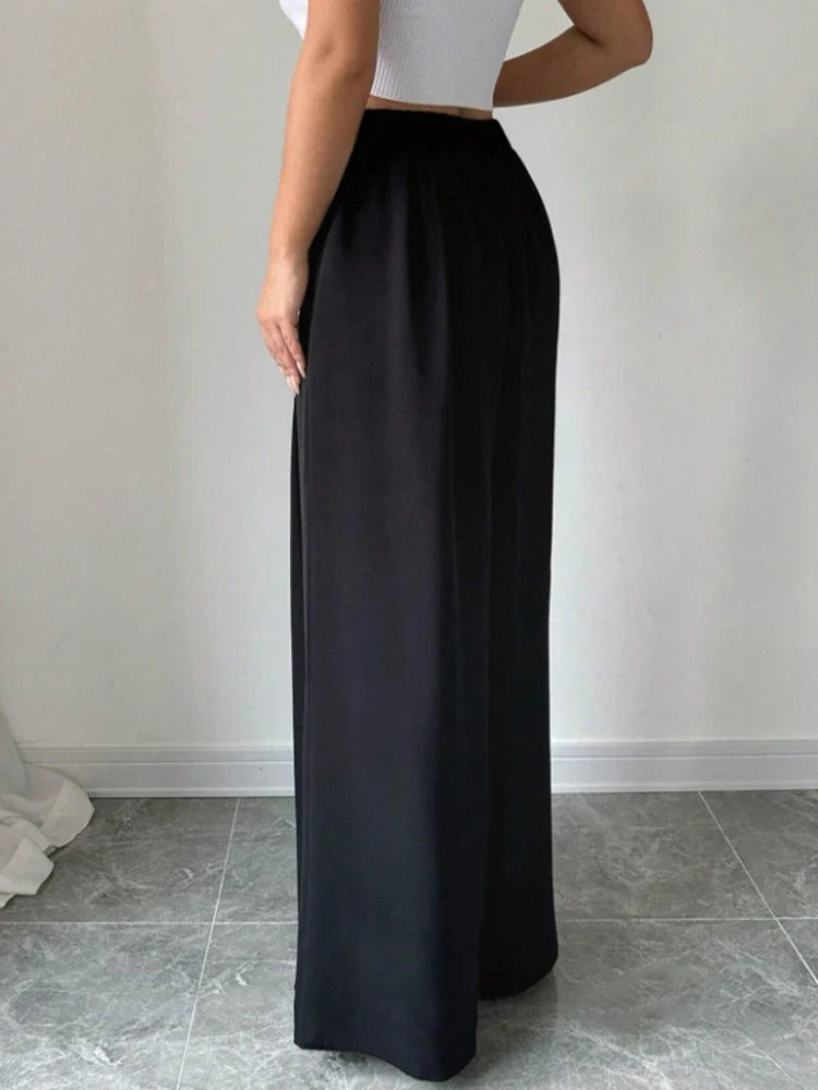 Women's High Waist Wide Leg Pants - Elegant Spring Summer Long Trousers