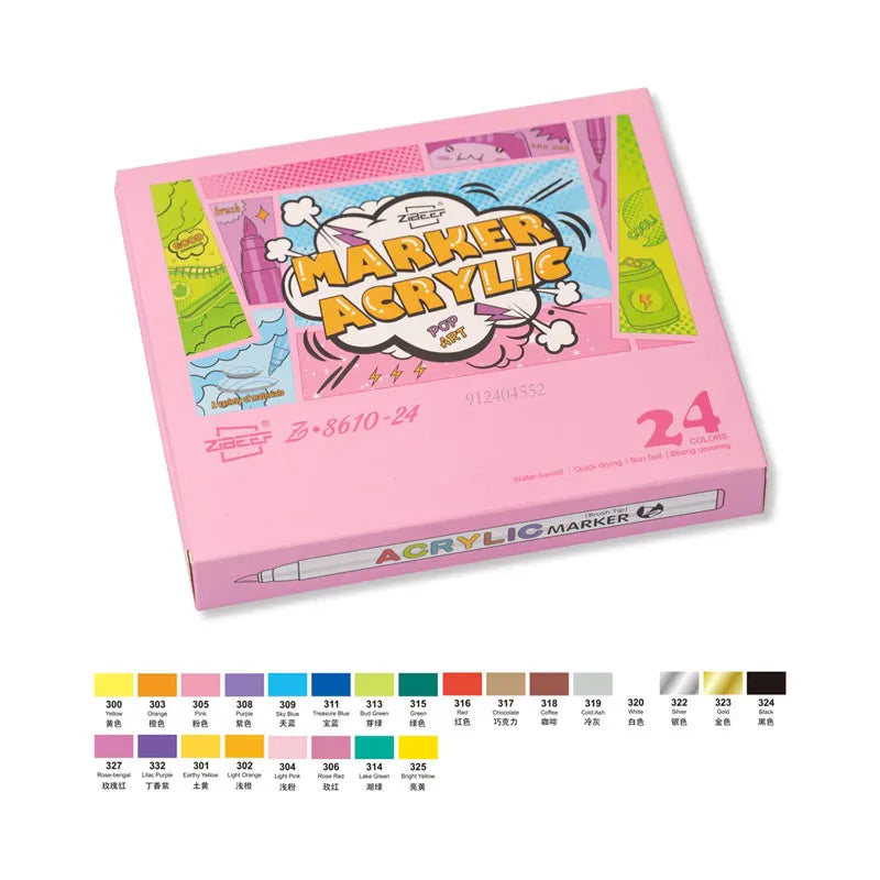 18/60-Color Acrylic Paint Pens – Brush Marker Set for Rock Painting, Glass, Ceramic, Fabric & DIY Art Supplies