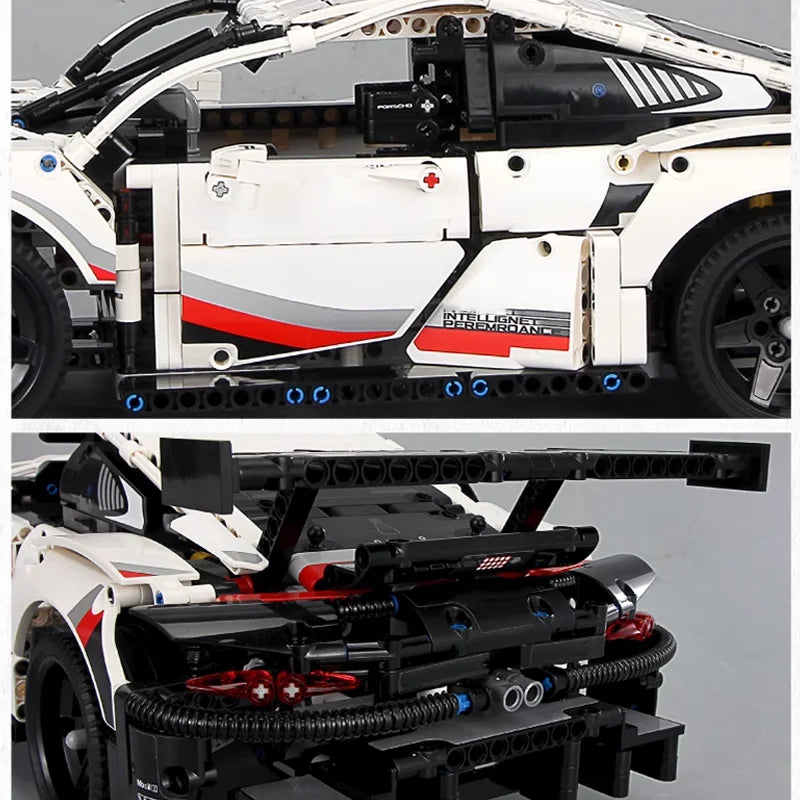 1580-Piece RC 911 RSR Racing Car Building Blocks Kit — LED Lights, Motorized Sport Car MOC 42096