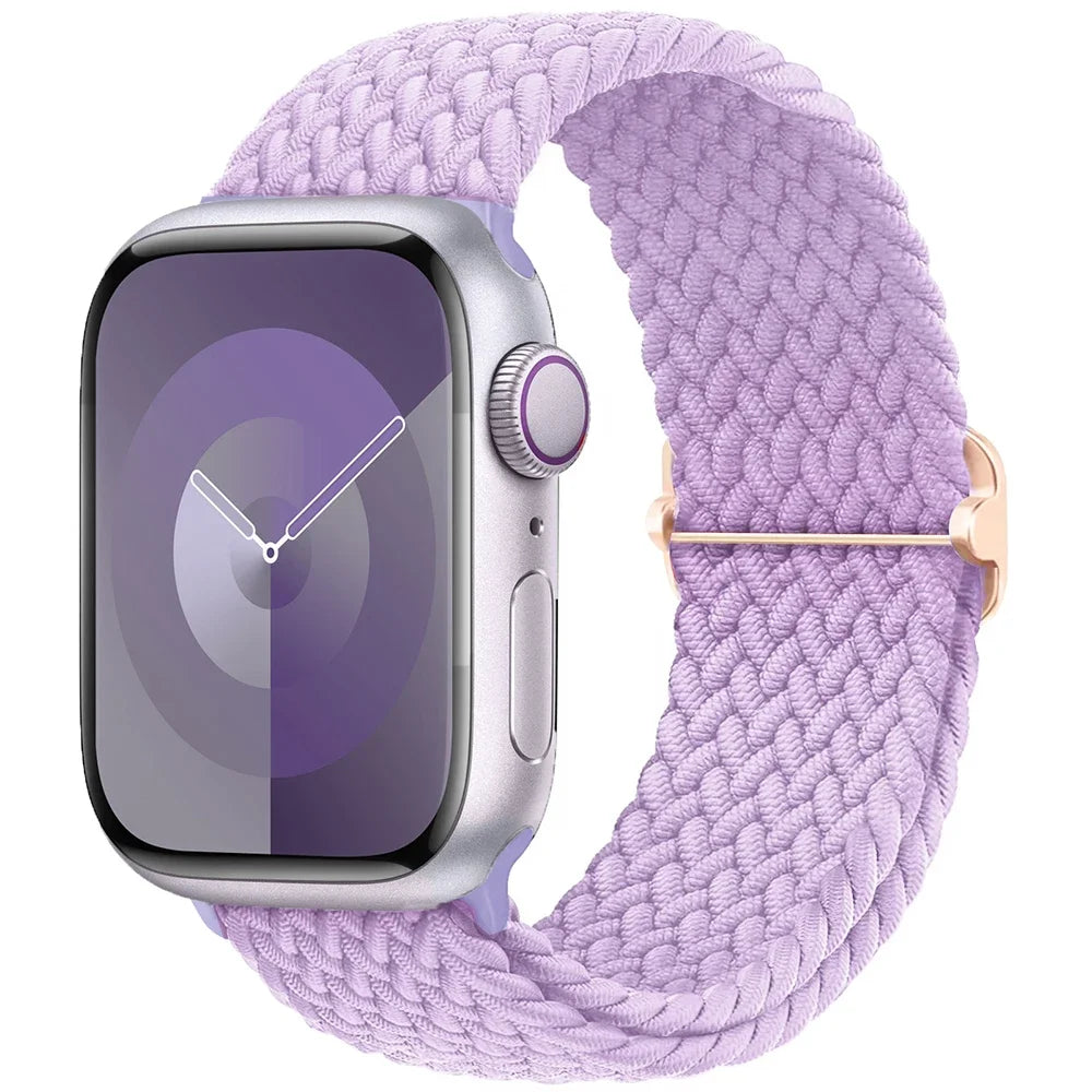 Braided Solo Loop Apple Watch Ultra Band – Elastic Nylon Adjustable Strap for iWatch SE, Series 3–9 (38mm–49mm) Bracelet Band