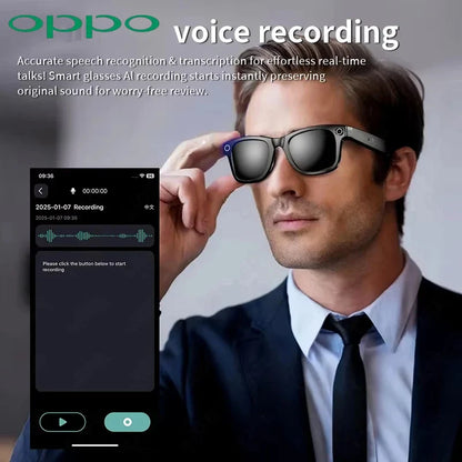 OPPO AI Smart Glasses — Ultra-Clear Camera, Touch Control, Bluetooth Calling, Video & Music Player Sport Sunglasses