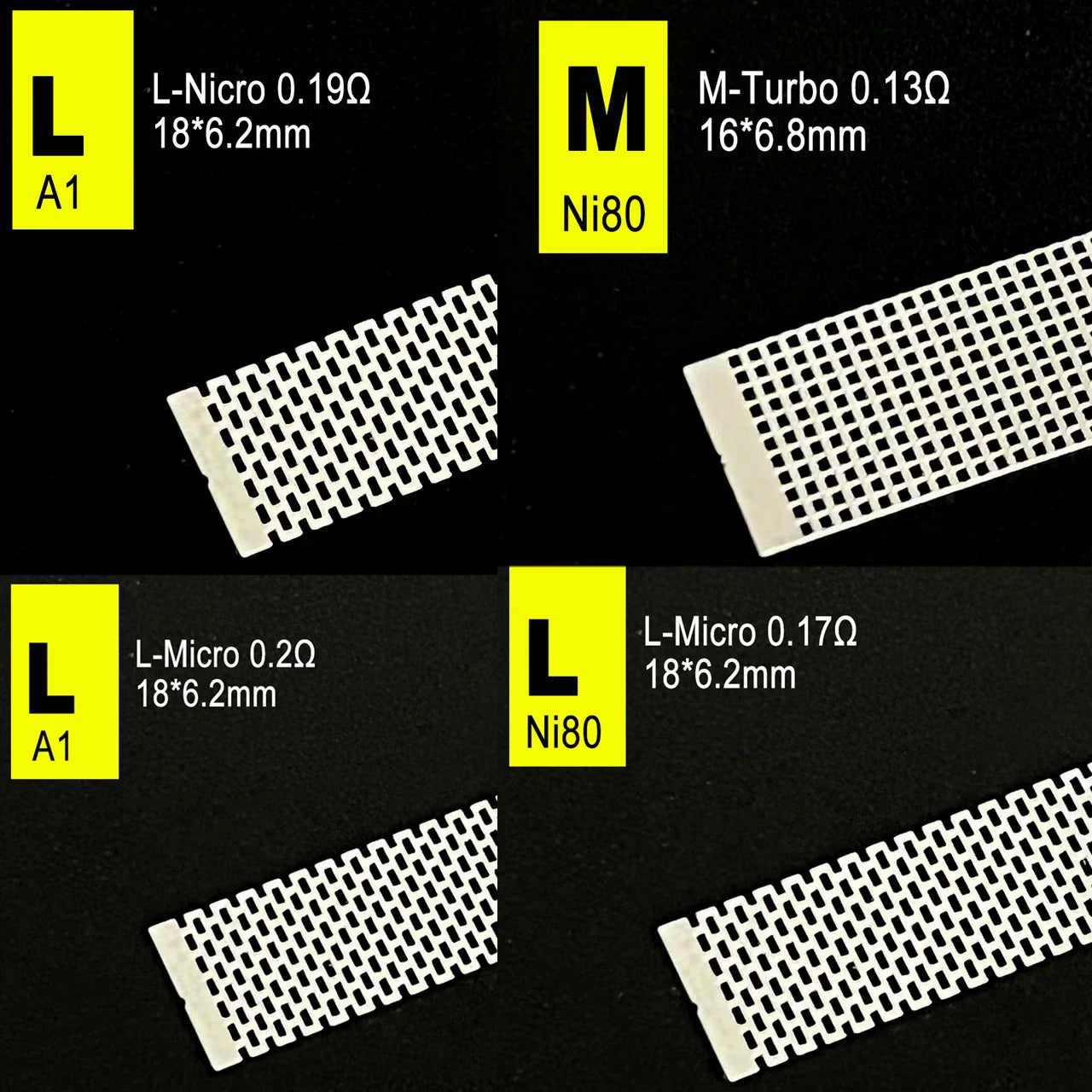 Automobile Resistance Mesh Sheet – 0.13–0.20Ω KA1/Ni80 Coil Hardware Accessory (10–100pcs)