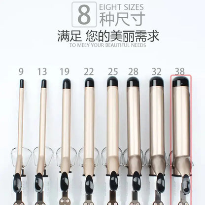 Professional Electric Hair Curler – 9-38mm Temperature Adjustable Curling Iron Wand with LCD Display