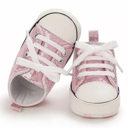 Meckior Baby Flash Canvas Sneakers – Infant First Walkers Soft Sole Anti-Slip Shoes for Boys & Girls
