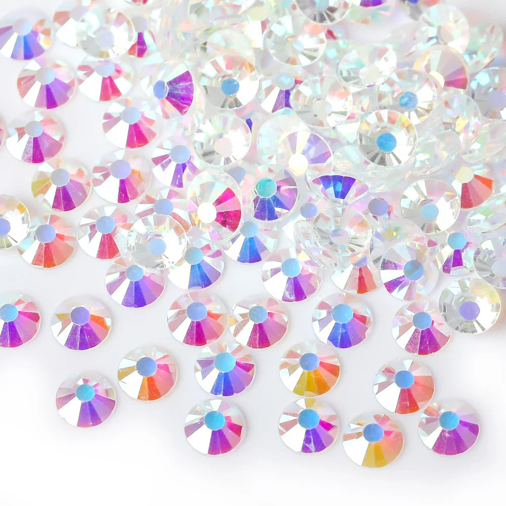 Super Glitter Crystal AB Rhinestones SS3–SS50 – Non-Hotfix Flatback Strass Stones for Nail Art, Fabric, Garment & DIY Decoration