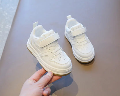 Children’s White Sports Shoes — Spring & Autumn Lightweight Anti-Slip Sneakers, Boys Soft Sole Casual Board Shoes