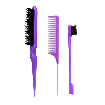 New Three-Piece Hair Brush Set – Sharp-Tail Comb, Three-Row Hair Comb, Steel Needle Mouse Tail Comb & Eyebrow Brush Tool