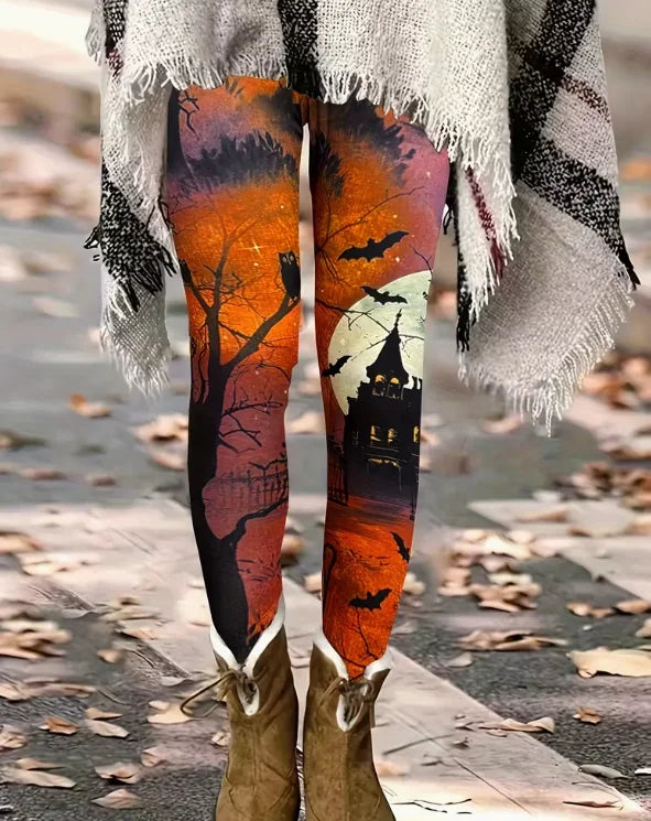 Women's Halloween Skeleton 3D Print Leggings - Stretchy Workout Yoga Pants, Slim Fit Fashion Tights