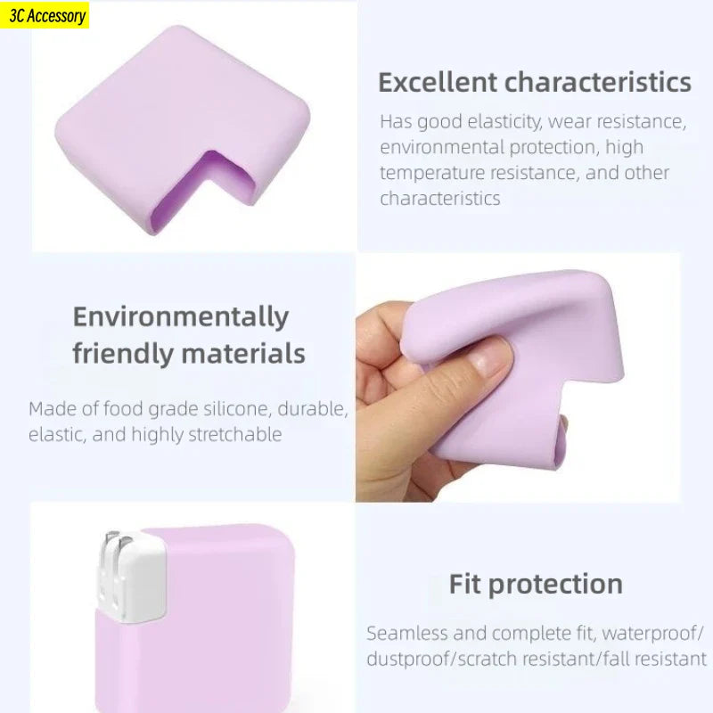 MacBook Charger Protective Case: Anti-Scratch Liquid Silicone Cover for 140W to 29W Laptop Power Adapter - Fits Various Models