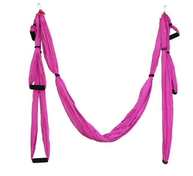 Parachute Fabric Yoga Hammock Swing - Anti-Gravity Decompression & Inversion Trainer with 6 Grip Handles