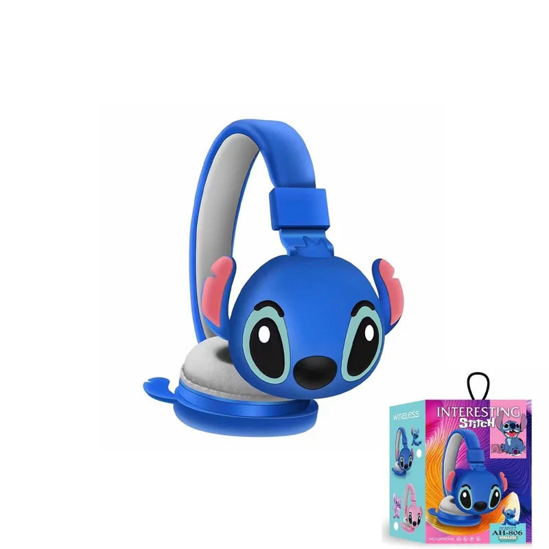 Disney Stitch AH-806 Wireless Bluetooth Headphones – HIFI Stereo Foldable Headset with Mic, Anime Cartoon Kids Birthday Gift