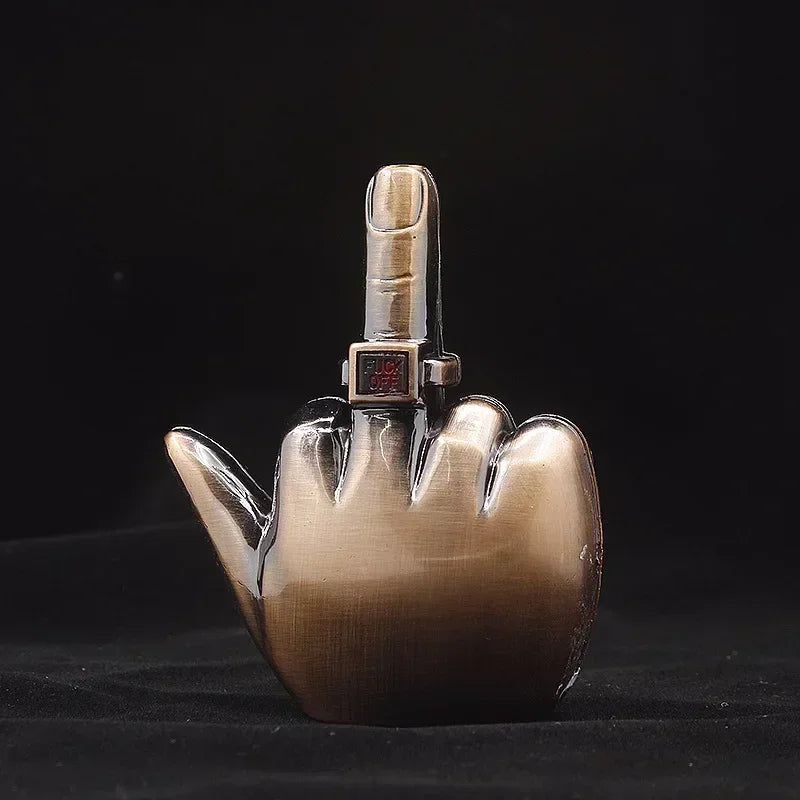 Funny Middle Finger Torch Lighter – Windproof Jet Flame Refillable Butane Smoking Accessory with Voice Sound