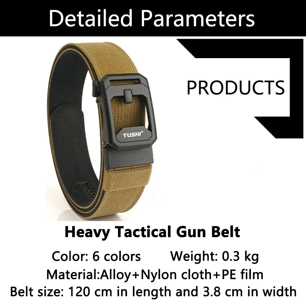 TUSHI Men's Military Tactical Belt – Heavy-Duty Sturdy Nylon with Automatic Buckle for Outdoor & Casual Wear