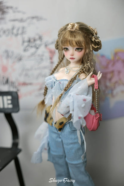 Shugafairy Kikyou D 1/4 BJD Doll – Fullset Street Girl with Big Chest, Summer Carnival Y2K Style Ball-Jointed Fashion Doll Toy