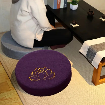 Yoga Meditation Cushion – 40x6cm Hard Linen Lotus Pillow with Backrest, Removable & Washable Tatami Mat