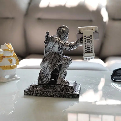 Apple Watch Charging Dock Stand – Cartoon Desktop Smartwatch Holder with Black Warrior Figurine Support