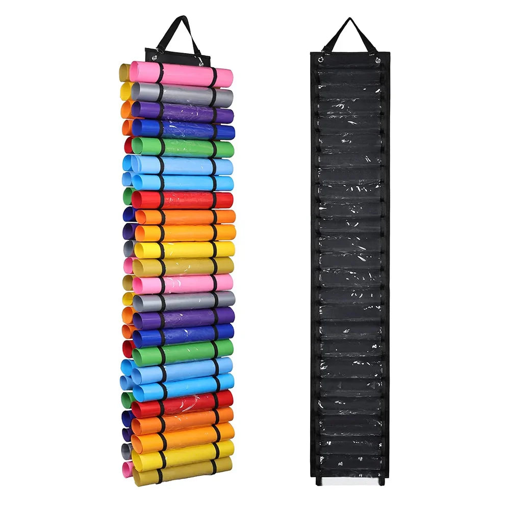 Vinyl Storage Organizer – Hanging Craft Vinyl Roll Holder with 48 Compartments for Easy Storage