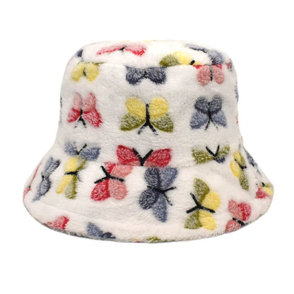 Women’s Winter Bucket Hat – Fashion Leopard Panama, Warm Vintage Faux Fur Fisherman Cap
