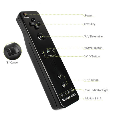 2-in-1 Nintendo Wii Controller Set | Wireless Remote Gamepad with Motion Plus Joystick & Silicone Case