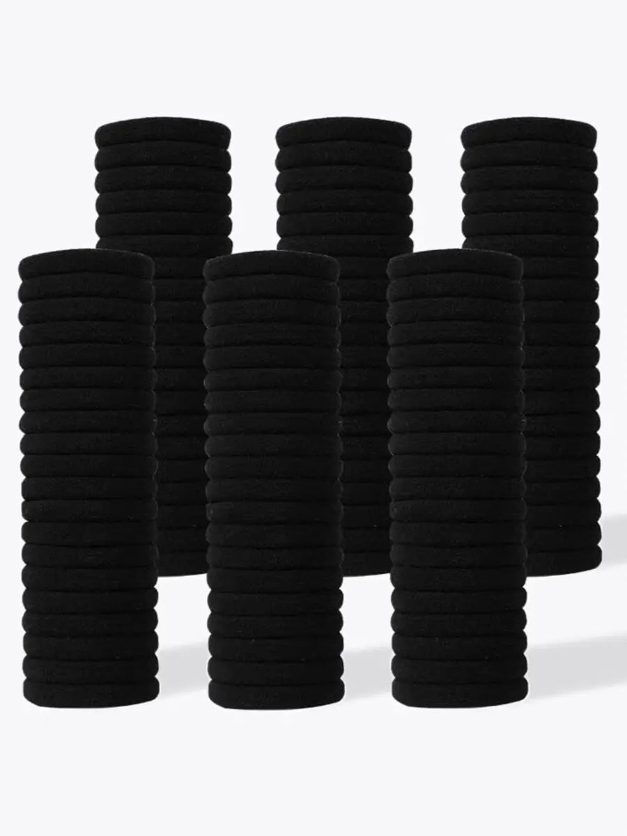 10/100PCS Black Elastic Hair Bands - Simple Rubber Scrunchies & Ponytail Holders for Women & Girls (2-5cm)