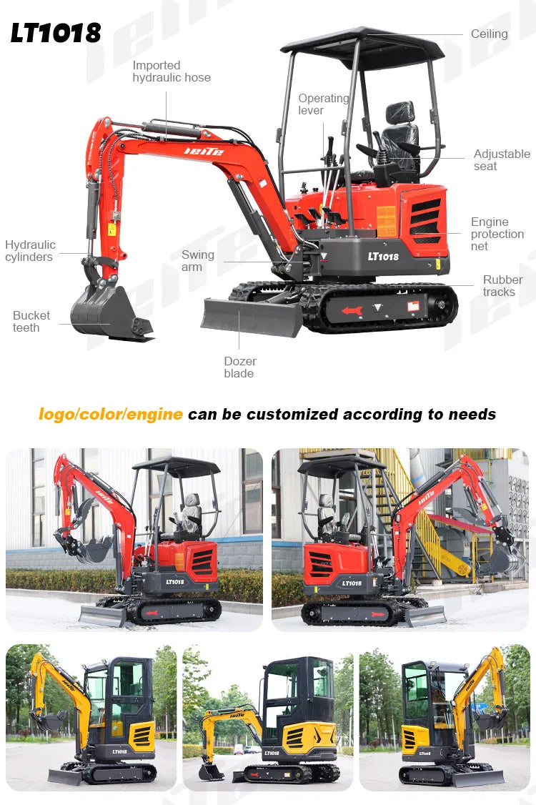 Mini Excavator 1–3 Ton — Kubota Engine, EPA Compliant Small Farm Digger, Compact Construction Machine