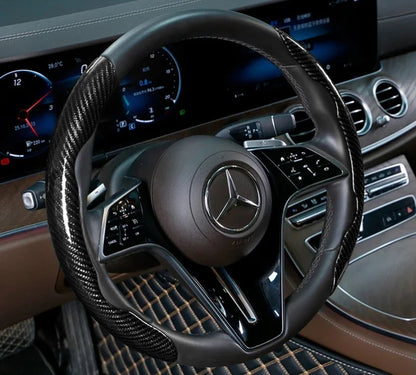 2/3PCS Universal Car Steering Wheel Cover — Laser Carbon Fiber, Silicone & 1K Microfiber Leather, Non-Slip PVC Booster