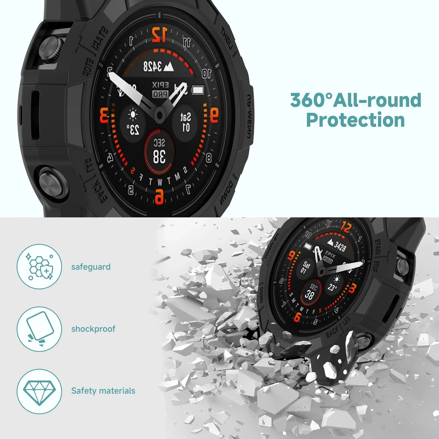 Hollow Protective Silicone Case for Garmin — Bumper Cover for Fenix 7/7S/7X and Epix Pro (42mm, 47mm, 51mm)