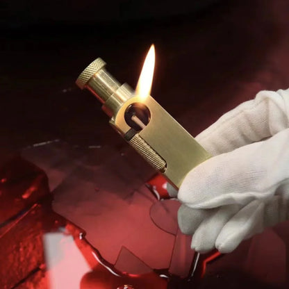 Handmade Brass Carved Trench Kerosene Lighter – Vintage Flamidor Gasoline Lighter, Heavy Men's Smoking Gift Collection