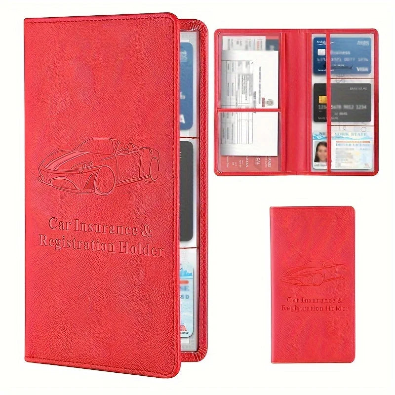 Premium Faux Leather Car Document Holder – Stylish Organizer for Men & Women, Stores Insurance, Registration & Manuals
