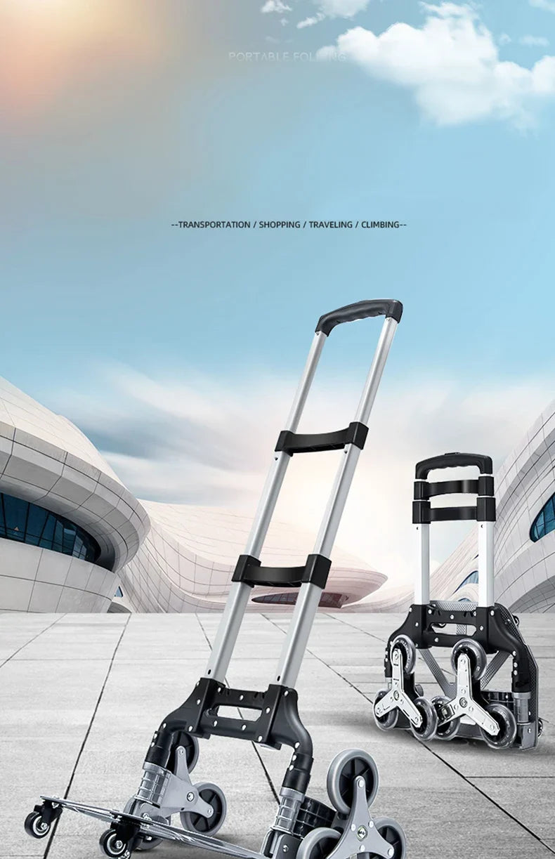 GIANXI Folding Shopping Cart with Wheels – Portable Aluminum Alloy Trolley for Outdoor & Stair Climbing