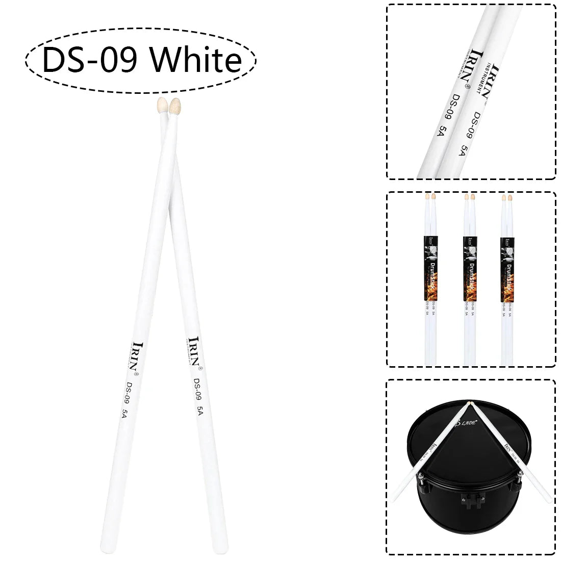 5A Maple Drumsticks – DS-09 Multicolor Drum Mallets, Professional Percussion Musical Instrument Accessories