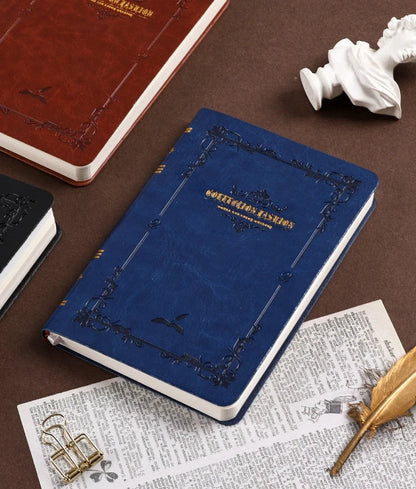 A6/A7 Vintage Hot Gold Printed Notebook – Cute Compact PU Leather Pocket Diary, Hard Shell School & Office Supplies