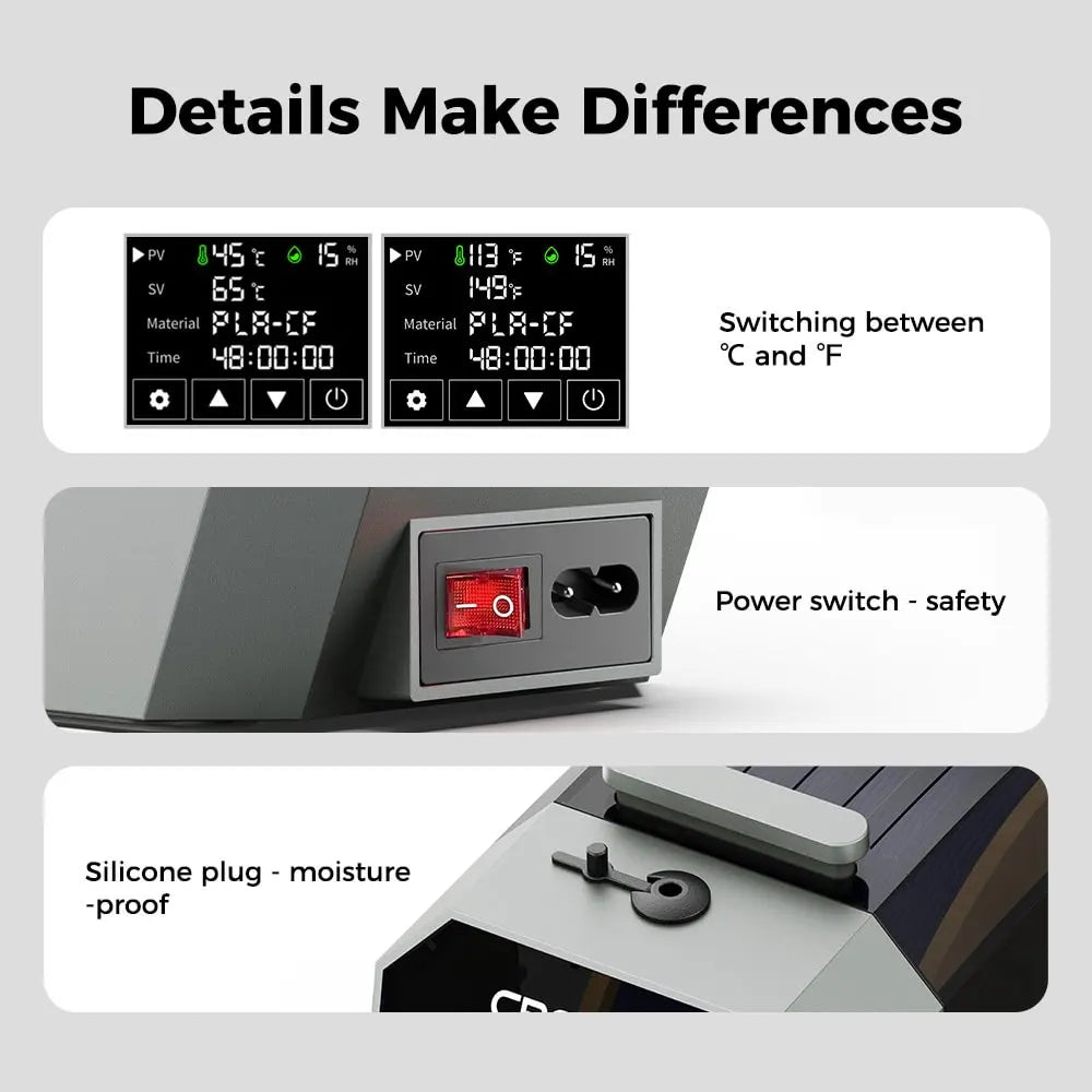 Creality Space Pi Filament Dryer - 3D Printer Filament Storage Box with Real-Time Humidity & Temperature Monitoring, 1KG Capacity