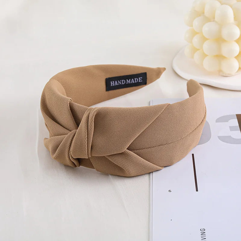 New Fashion Knotted Headbands for Women – Solid Color Cloth Hair Bands, Wide Soft Hair Hoop, Hair Accessories for Girls