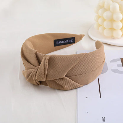 New Fashion Knotted Headbands for Women – Solid Color Cloth Hair Bands, Wide Soft Hair Hoop, Hair Accessories for Girls