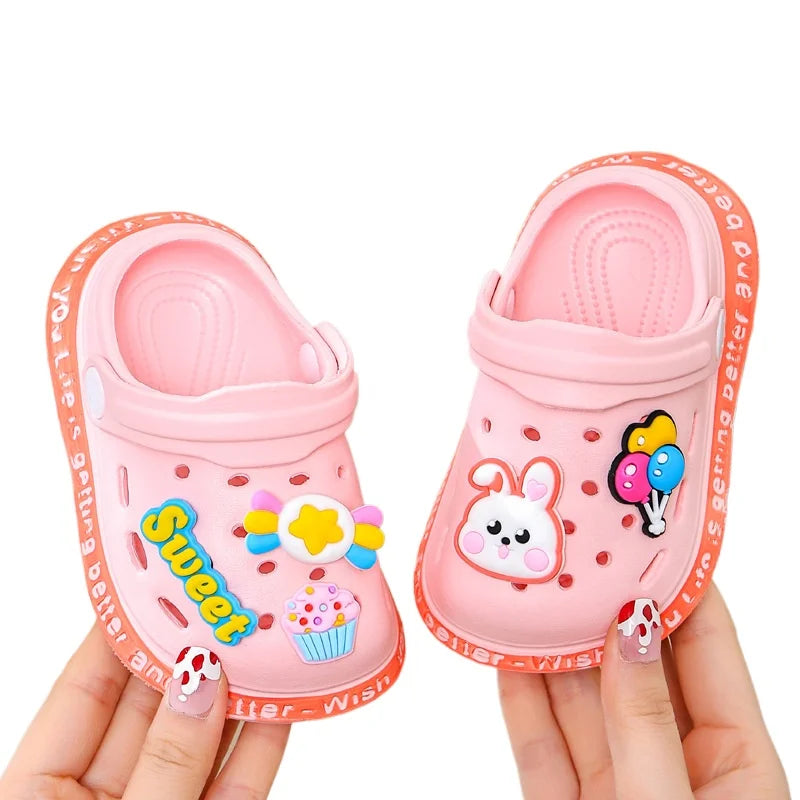 Summer Kids Garden Clogs – Lightweight Breathable Cartoon Slip-On Sandals for Boys & Girls, Baby Beach Slippers