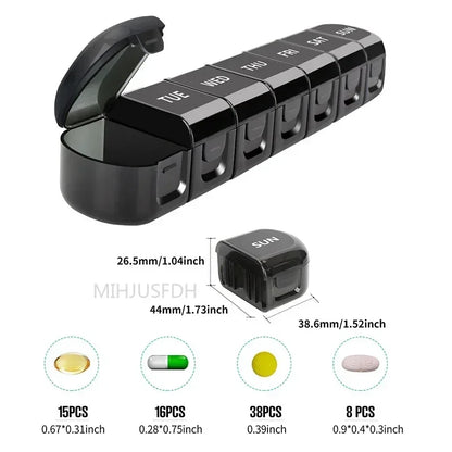 7-Day Weekly Pillbox Organizer – Tablet Holder & Medicine Storage Case for Capsules and Pills