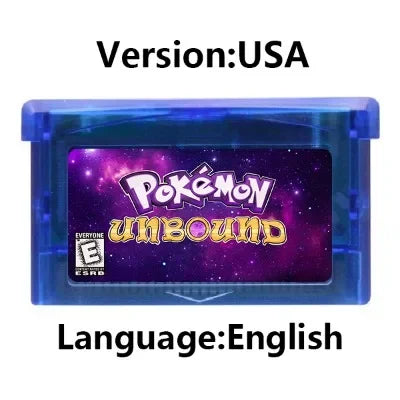 GBA Game Cartridge – 32-Bit Pokemon Series: Crown Clover, Unbound, Quetzal, Glazed, Gaia & Emerald Legacy