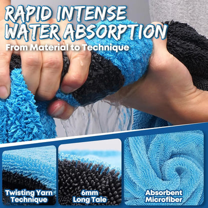 1400GSM Double-Sided Microfiber Drying Towel for SUV & Truck – Ultra Absorbent, Scratch-Free Car Drying Cloth with Twisted Yarn Technology