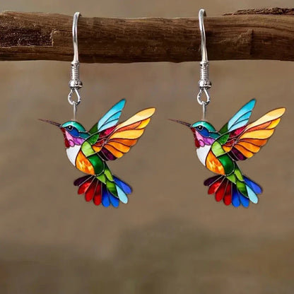 2024 Trendy Colorful Bird Acrylic Earrings – Retro Fashion Jewelry for Women