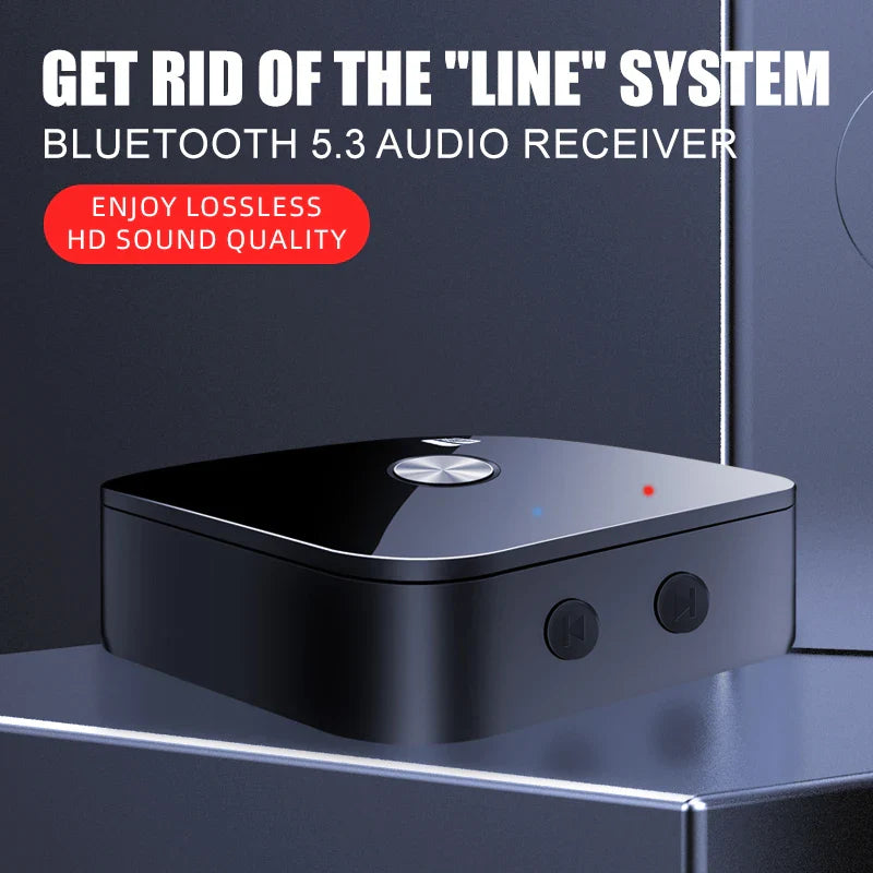 NFC Bluetooth 5.3 Audio Receiver – 3.5mm AUX, RCA Stereo, Lossless HIFI Music Wireless Adapter with USB U-Disk Play & Remote Control